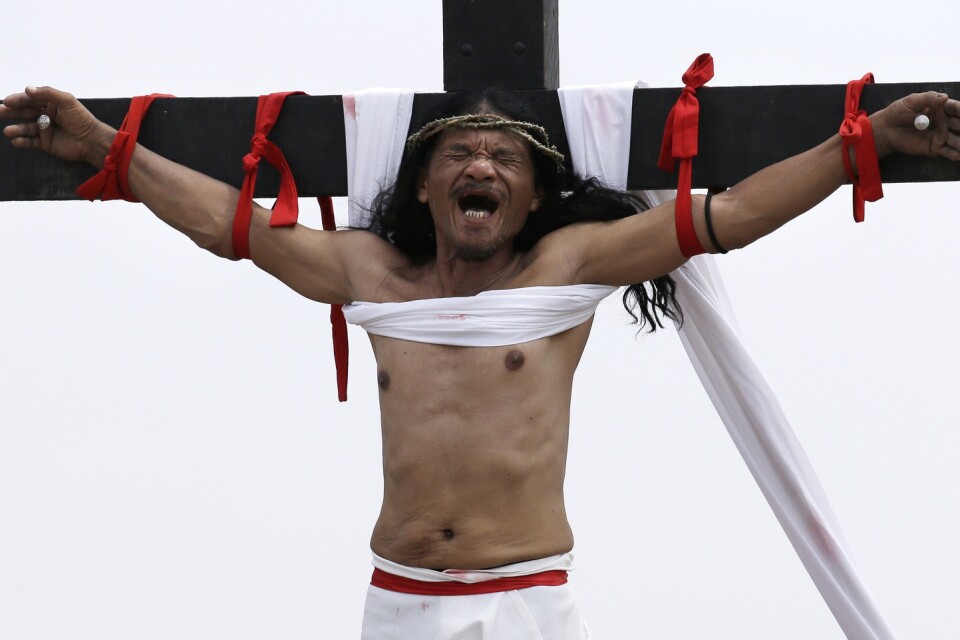 Ruben Enaje har blivit korsfäst 33 år i rad. Bilden är från 2018.