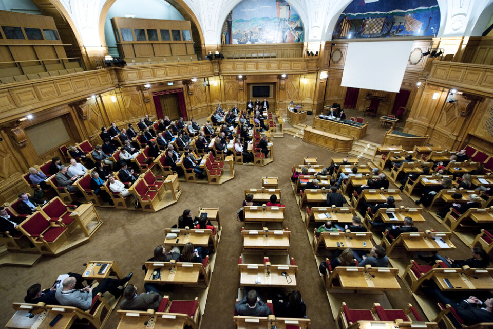 Sverigedemokraterna får ta över förstakammarsalen i riksdagen från Moderaterna som gruppmöteslokal eftersom det nu, efter valet, är SD som är riksdagens näst största parti. Arkivbild.