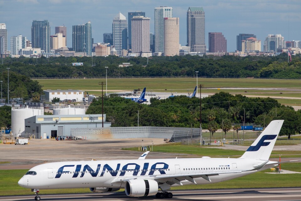Ett Finnair-plan vid Tampas flygplats i Florida, USA. Arkvibild.