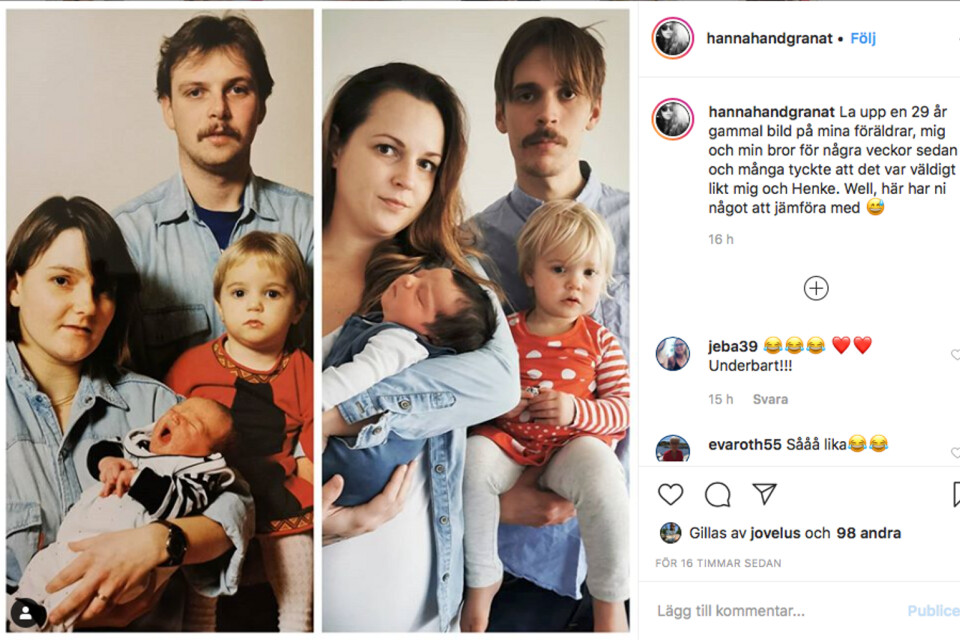 Här är Hanna Ohnbacks Instagram-inlägg som fått många hejarop den senaste tiden. ”Det ligger lite i teorin att man dras till dem som liknar ens föräldrar, nästan lite skrämmande”, skrattar hon.