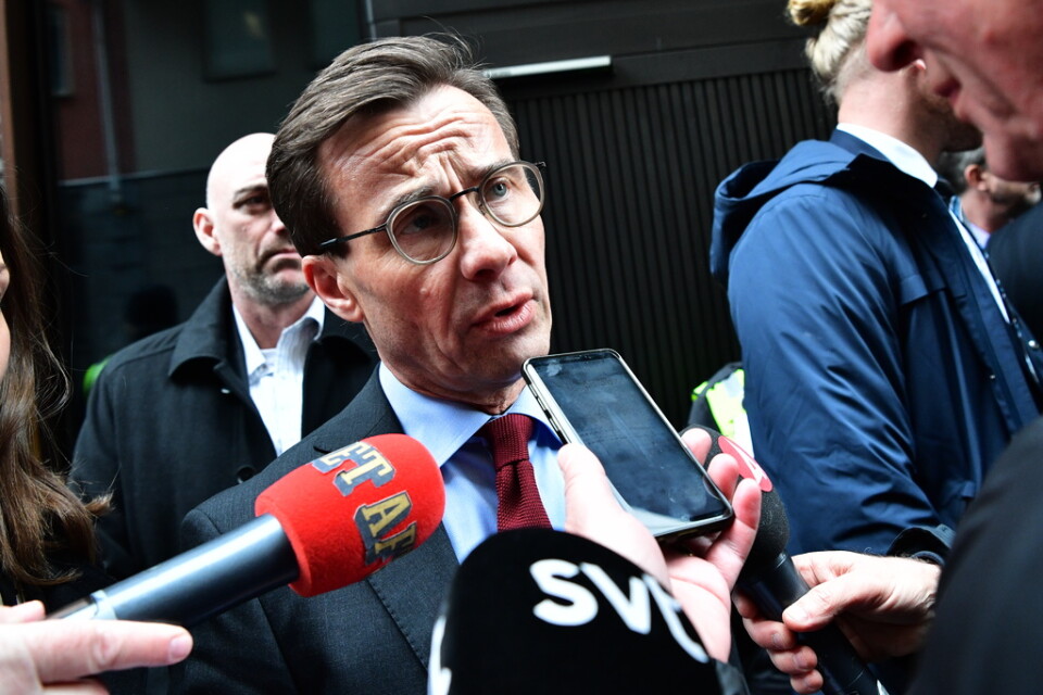 Moderaternas partiledare Ulf Kristersson i samband med regeringens möte i mars om coronaviruset. Partiledarna samlades på regeringskansliet. Arkivbild.
