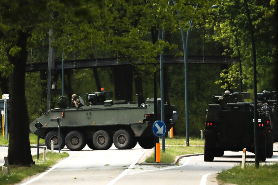 Belgisk militär på jakt efter mannen med stridsvagnar i nationalparken Hoge Kempen. Arkivbild.