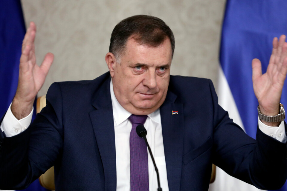 USA inför sanktioner mot den bosnienserbiske ledaren Milorad Dodik, en av tre presidenter i Bosnien-Hercegovinas nationella styre. Arkivbild.