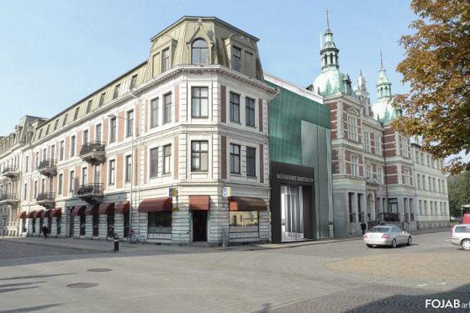 Gammalt möter nytt. Mellan nuvarande turistbyrån och stora ingången till rådhuset planeras en ny entré till "Skånehuset Kristian IV".
