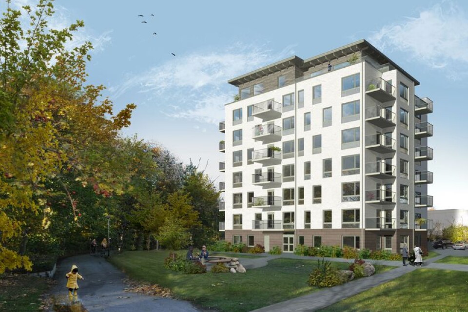 På Syrengatan i kvarteret Grundström ska ett åttavåningshus byggas.