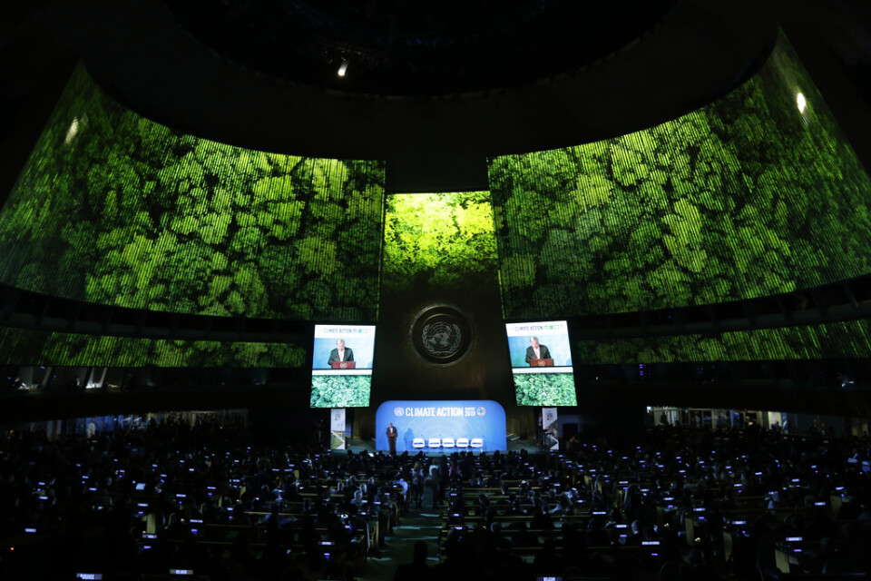 FN:s generalsekreterare António Guterres talar vid klimatmötet Climate Summit i New York.