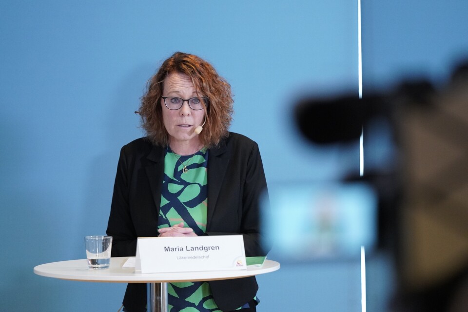 Regions Skånes vaccinsamordnare Maria Landgren under onsdagens presskonferens om pandemiläget i regionhuset i Dockan i Malmö.