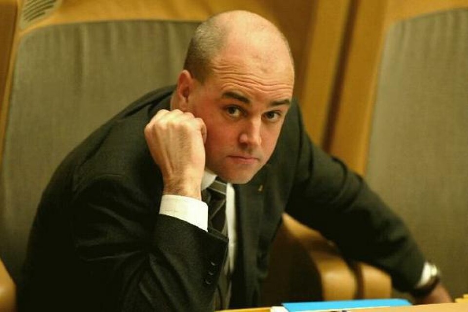 Moderatledaren Fredrik Reinfeldt visade i riksdagen i går att han har växt till sig. BILD: JACK MIKRUT/PRESSENS BILD