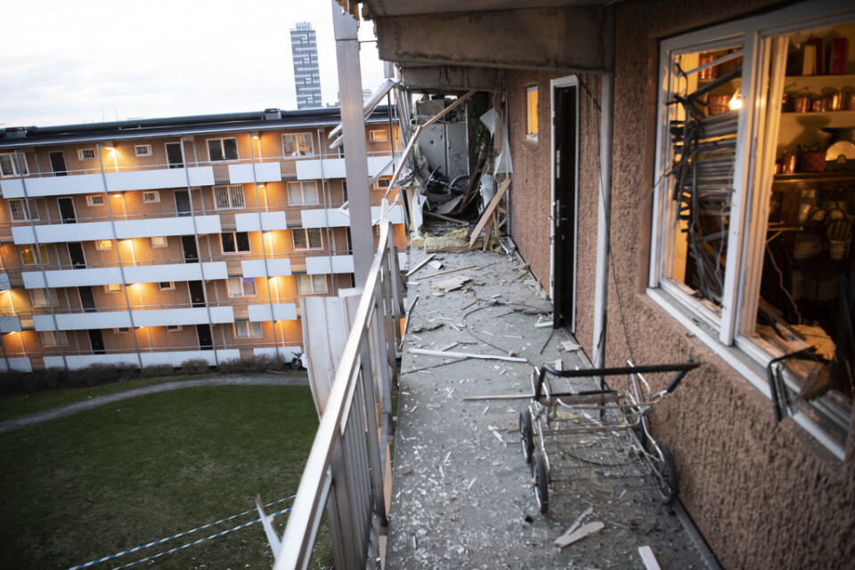 En explosion i Husby i Stockholm orsakade stor förödelse. Arkivbild.