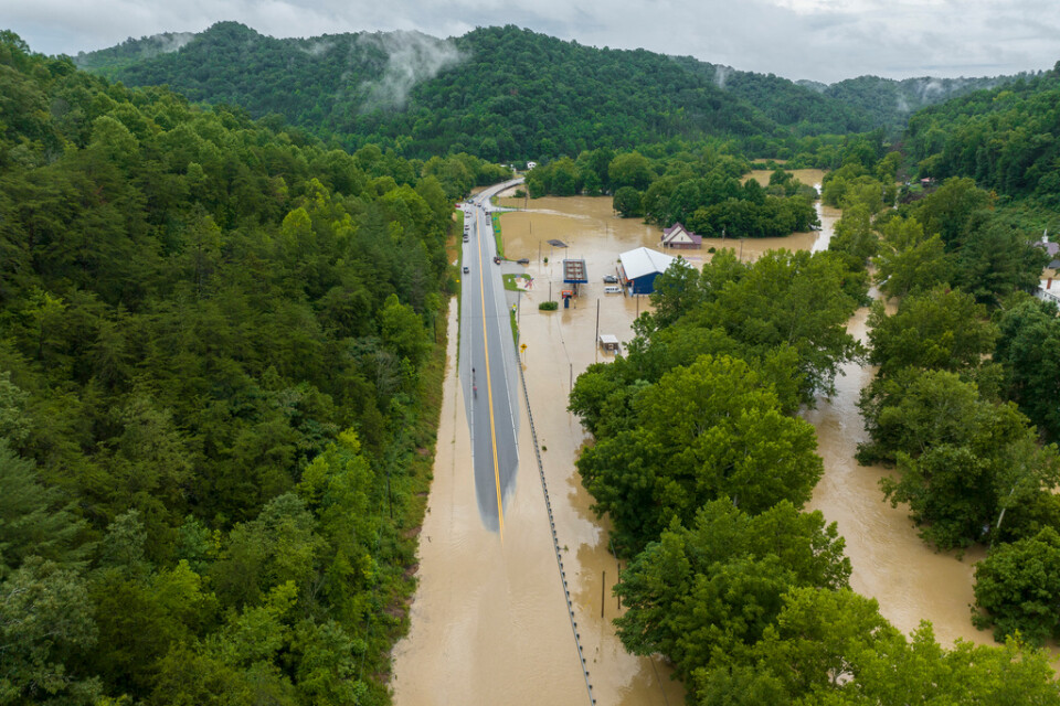 Stora översvämningar har drabbat delstaten Kentucky i USA sedan i onsdags. Enligt delstatens guvernör är vissa områden fortfarande oframkomliga. Arkivbild.