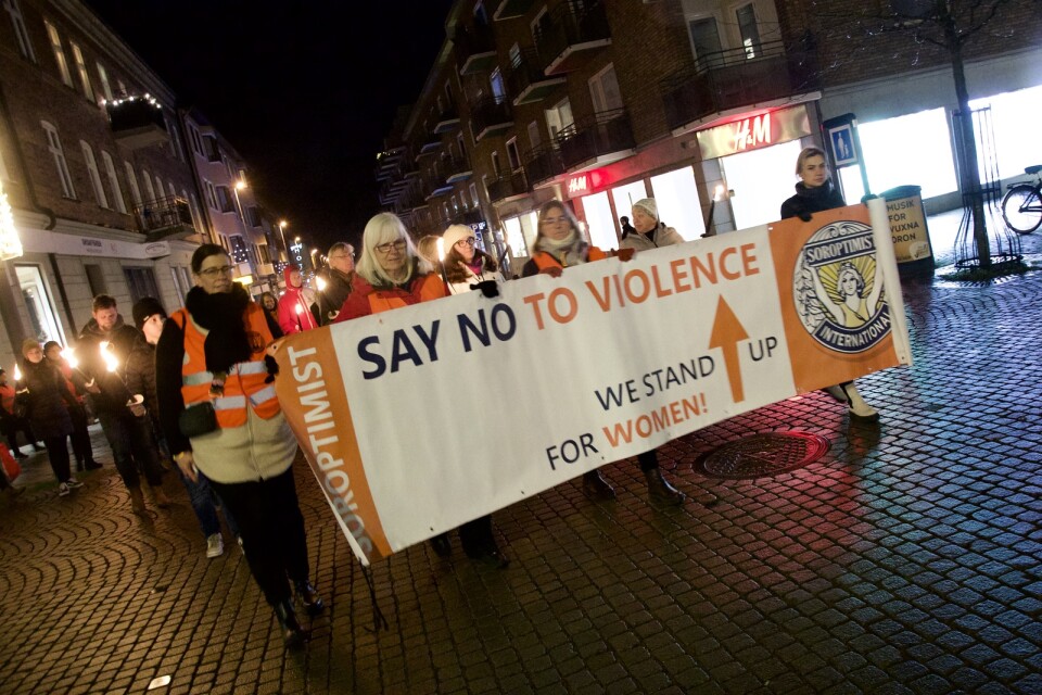 ”Orange day” mot kvinnovåld manifesterades bland annat i Hässleholm den 25 november förra året.