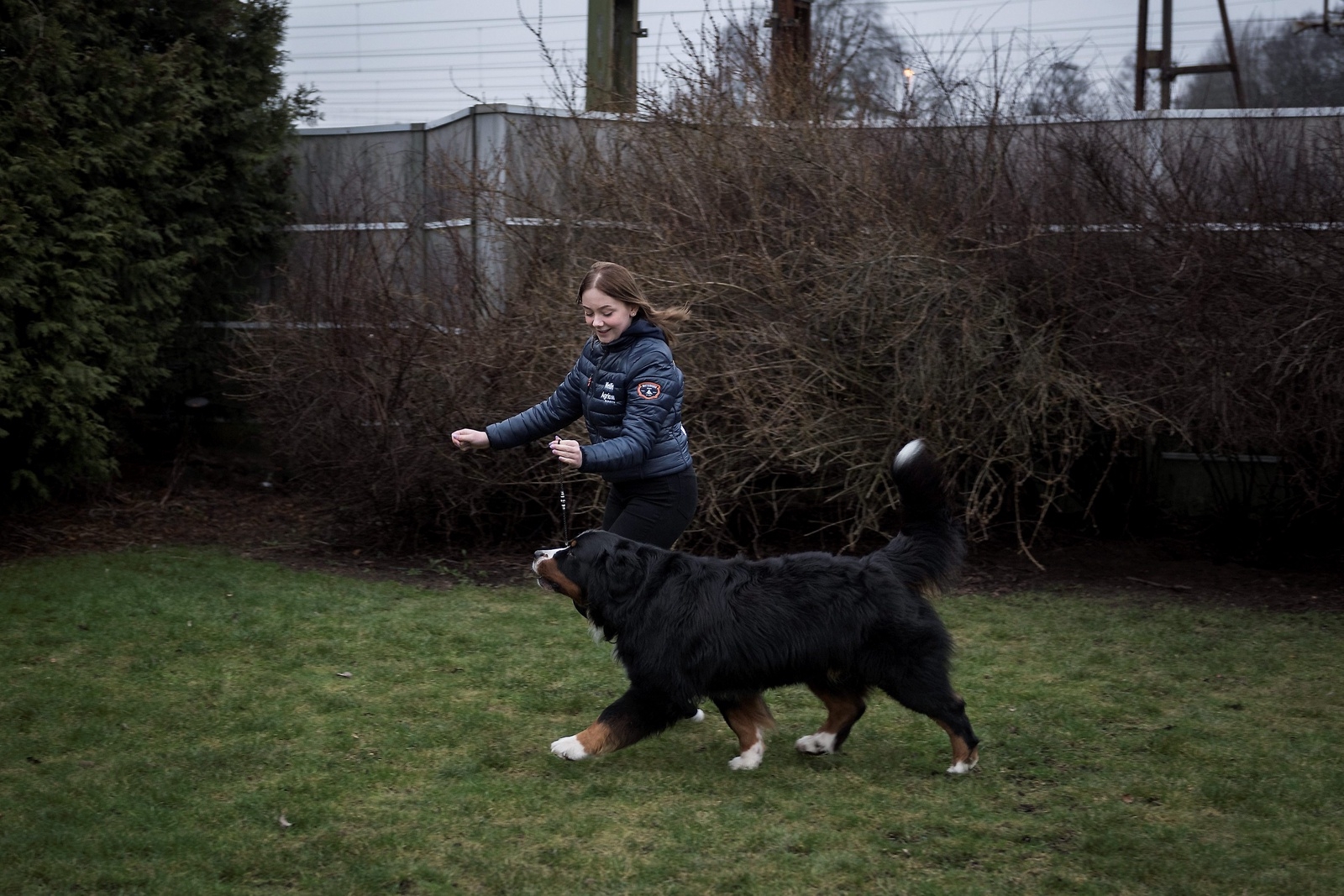 Nellie Podlinski med en av sina hundar, Sune. Nellie har gjort många framgångar i sporten juniorhandling. Foto: Sofia Åström