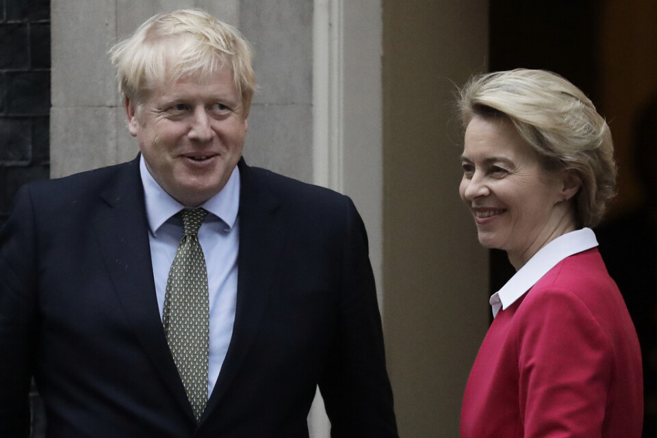 Den brittiske premiärministern Boris Johnson och EU-kommissionens ordförande Ursula von der Leyen. Arkivbild