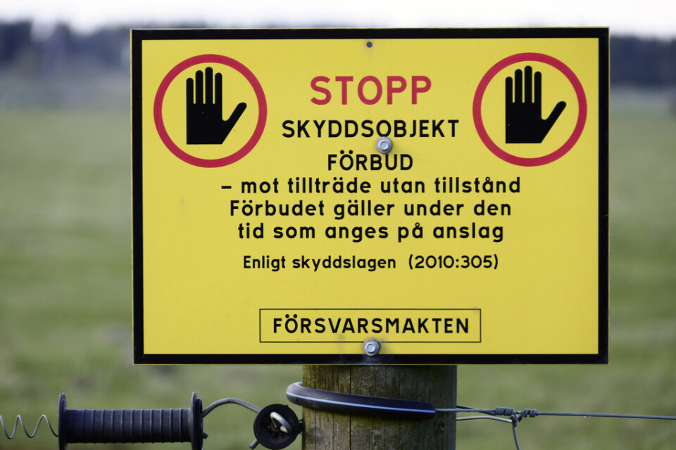 En skylt vid ett skyddsobjekt utanför Kristianstad. Bilden har ingen koppling till händelsen i artikeln. Arkivbild.