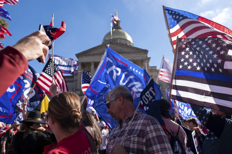 Anhängare till Donald Trump vid en demonstration i Atlanta den 21 november. Arkivbild.