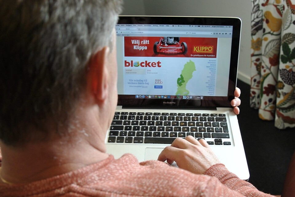 Annonsajten Blocket drabbas av bedragare även om kundsäkerhetsansvarige Thomas Bäcker säger att annonsbedrägerierna minskar. ARKIVBILD