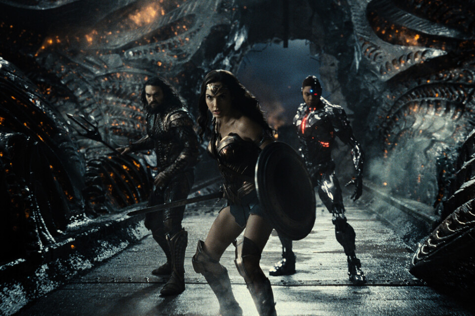 Superhjältetrojkan Aquaman, Wonder Woman och Cyborg i filmen "Justice league", som finns på HBO Nordic. Tjänsten ersätts av HBO Max som lanseras i Sverige 26 oktober.