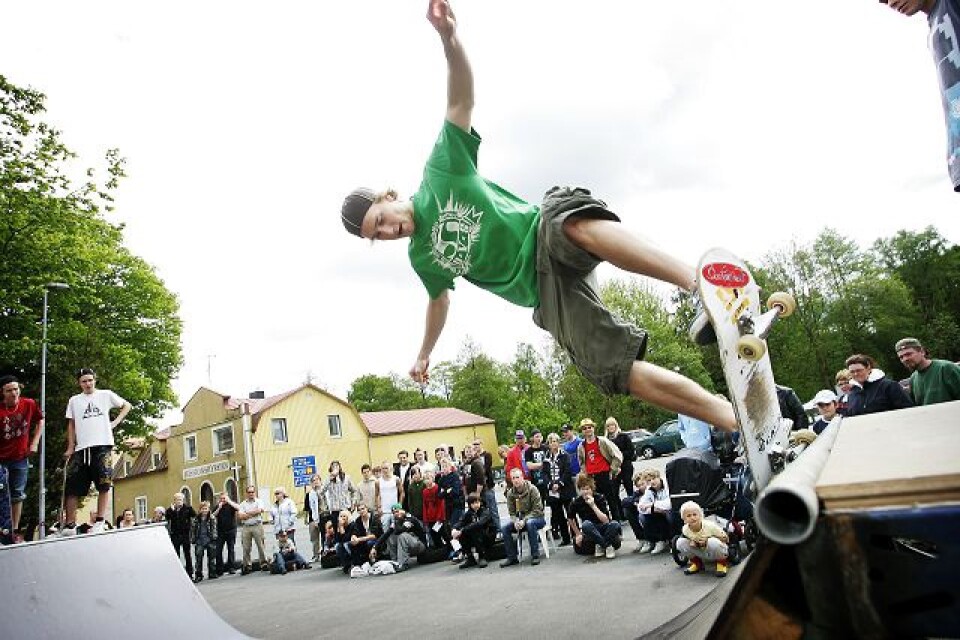 Oskar Gydell vann skateboardtävlingen i Tyringe i lördags. Intresset var stort