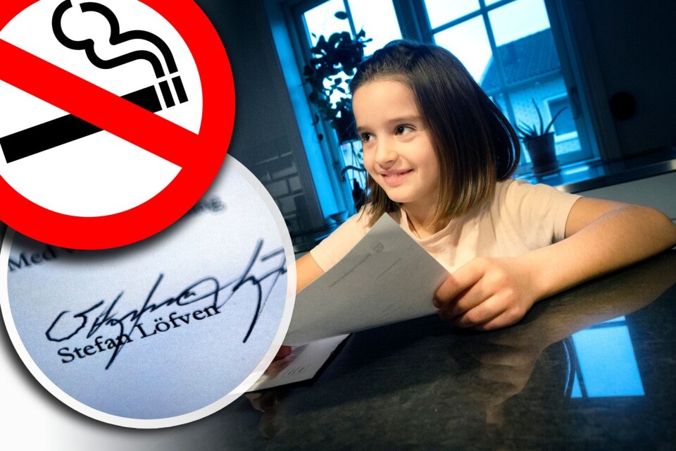 Bianca Brunner-Hjelm, 8, got a reply from Stefan Löfven about tobacco.