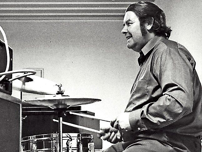 Bakom trummorna trivdes Arne Boo som allra bäst. PRIVAT BILD