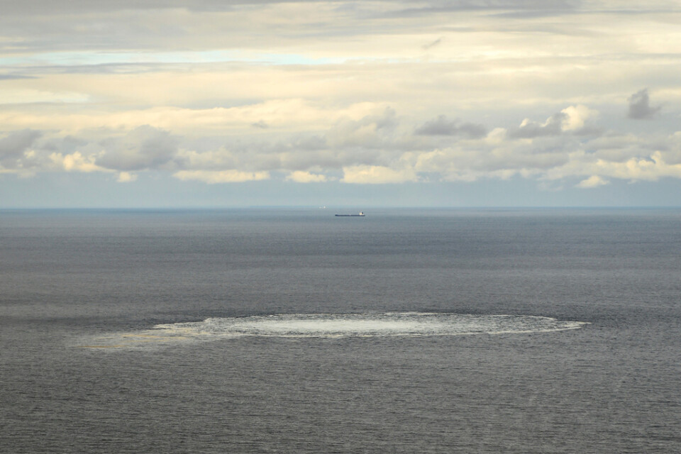 Det största utsläppet från Nord Stream 1 var över 900 meter i diameter när det upptäcktes i tisdags. Arkivbild.