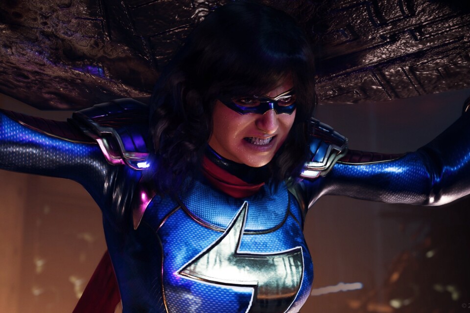 Kamala Khan är något av en huvudperson i spelet, och hon inspireras av Avengersmedlemmarna. "Vi baserade många av hennes rörelser på de andra hjältarnas attacker", säger Vince Napoli. Pressbild.