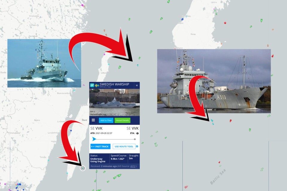 Tre av krigsfartygen som befann sig utanför Öland på fredagsförmiddagen.