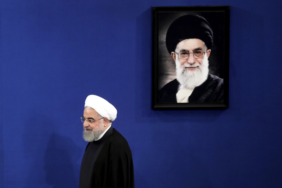 Irans president Hassan Rohani under en presskonferens i Teheran i oktober. Arkivbild.