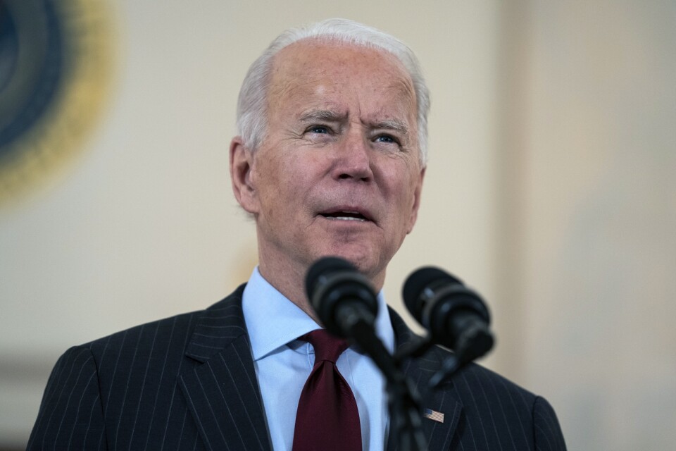 USA:s president Joe Biden under ett tal i Washington i måndags.