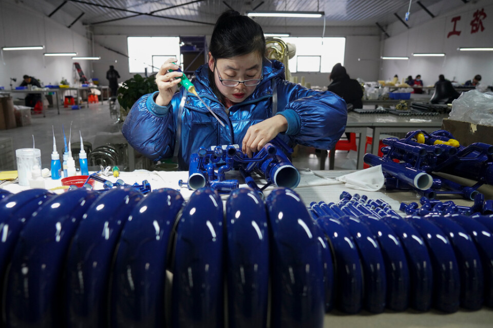 Tillverkning av musikinstrument i Wuqiang i Hebeiprovinsen i februari.