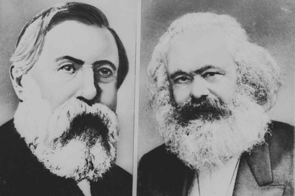 Friedrich Engels och Karl Marx: Revolution, men inte med våld menar dagens söndagsskola.