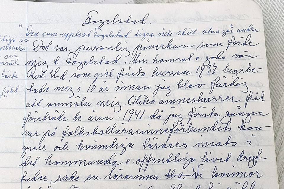I dagboken från 1947 skriver Ingrid om sina upplevelser på Kvinnliga Medborgarskolan.