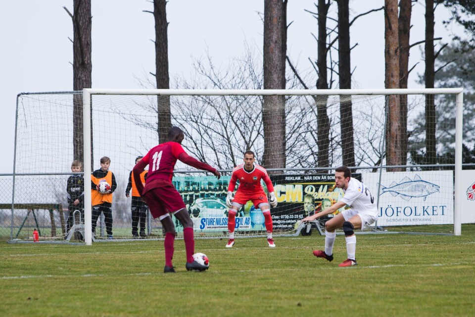 Efter två mållösa matcher gjorde Österlen till slut första målet mot Sölvesborg.