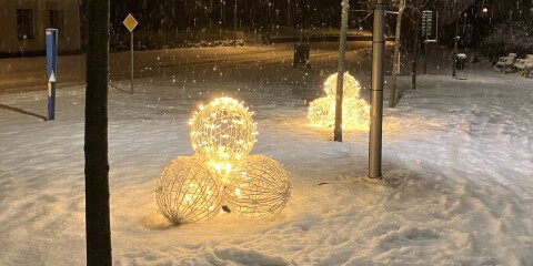Brösarps i vinterskrud – byn har pyntats med ljusbollar som köpts in för de pengar som kommunen bistod med.