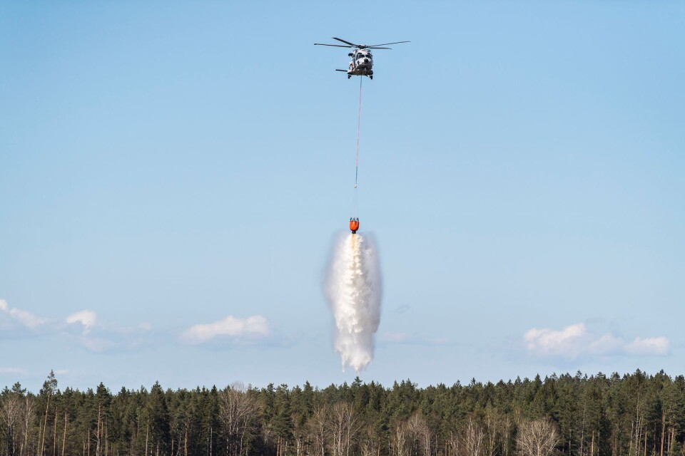 Helikopter 14 under övningen i början av maj tillsammans med räddningstjänsten.