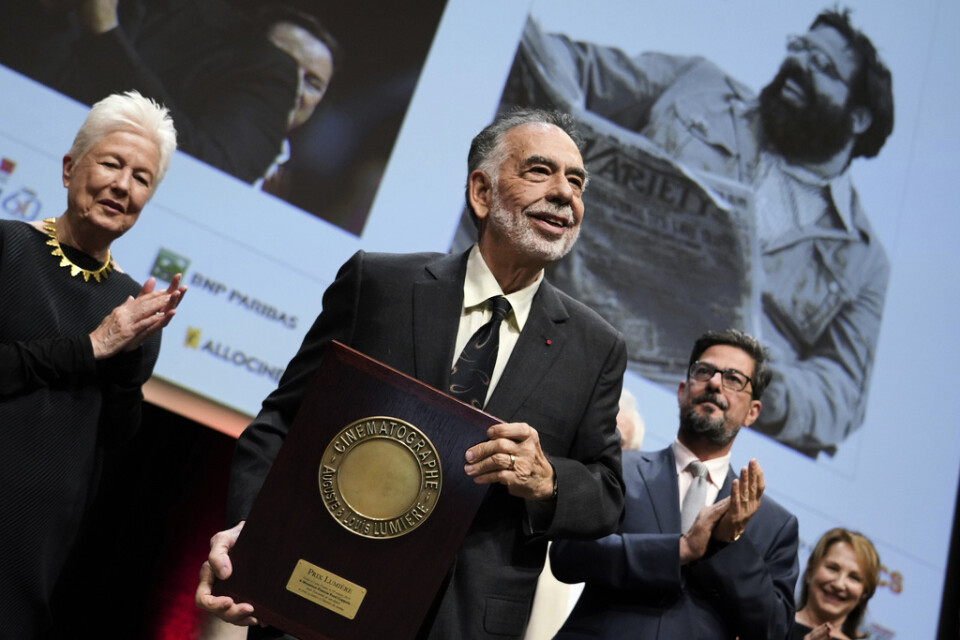 Den amerikanske regissören Francis Ford Coppola när han fick hederspriset Prix Lumière i Lyon.