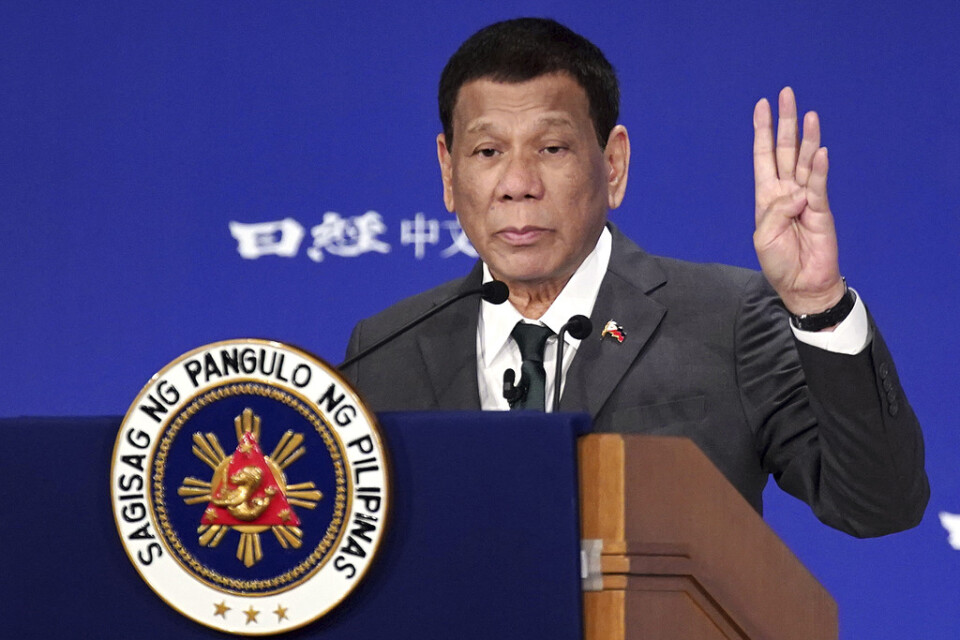 Filippinernas president Rodrigo Duterte hotar sina motståndare med fängelse. Arkivbild.