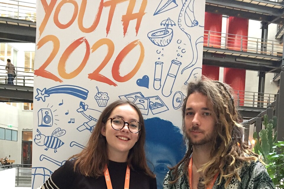 Olivia Klang och Max Åkerström från Karlskrona på nationella toppmötet Youth 2020.