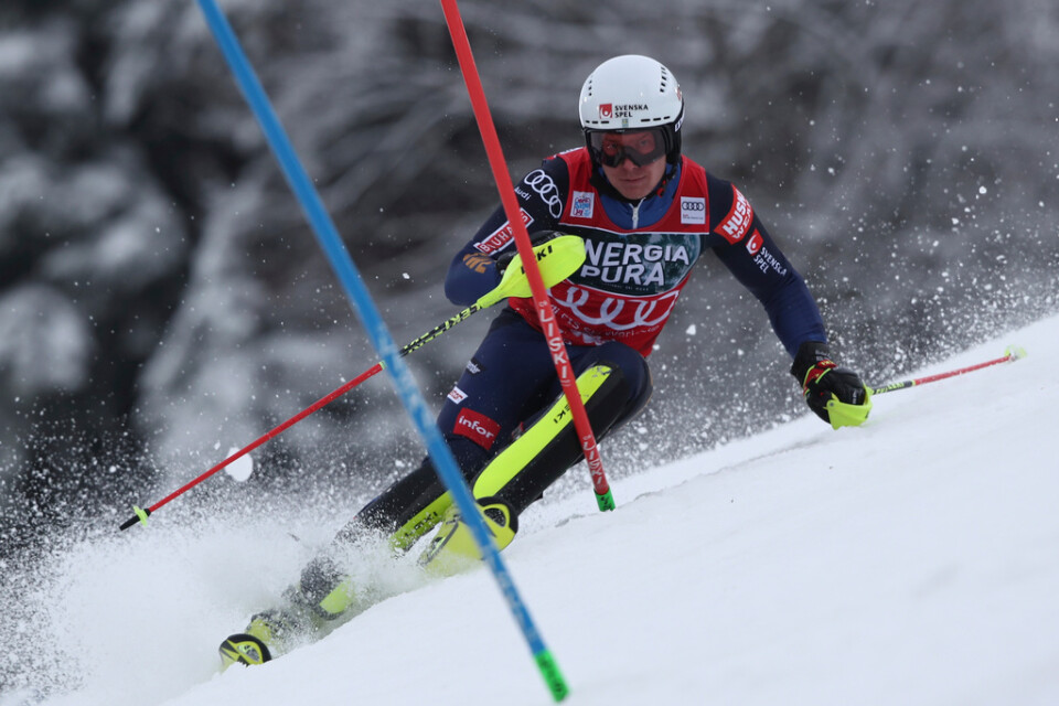 Kristoffer Jakobsen hann åka innan slalomen i Zagreb avbröts.