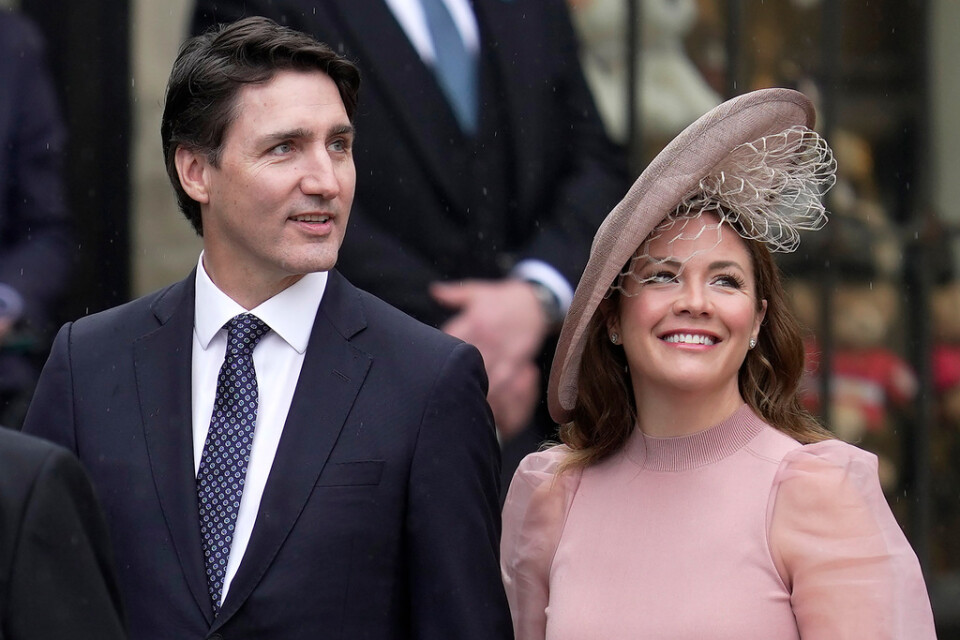 Kanada premiärminister Justin Trudeau och hans fru Sophie Trudeau i London i maj. Arkivbild.