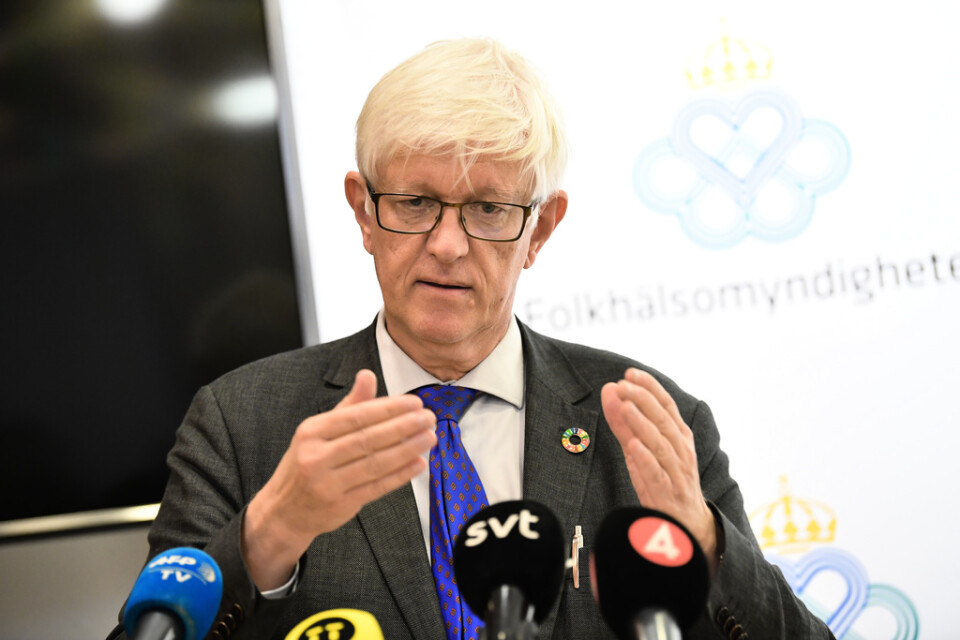 Folkhälsomyndighetens generaldirektör Johan Carlson vid dagens pressträff där han meddelade att risken för coronavirusspridning i Sverige har ökat.