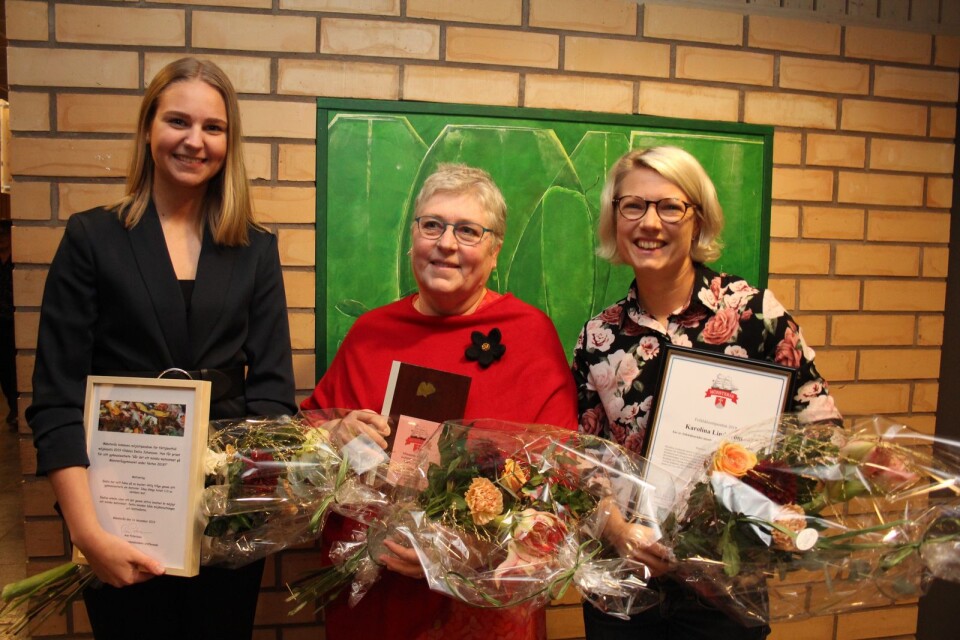 De av stipendiaterna som hade möjlighet att närvara vid utdelningen i fullmäktige på måndagen var Emilia Johansson, Maria Johansson och Karolina Lindström.