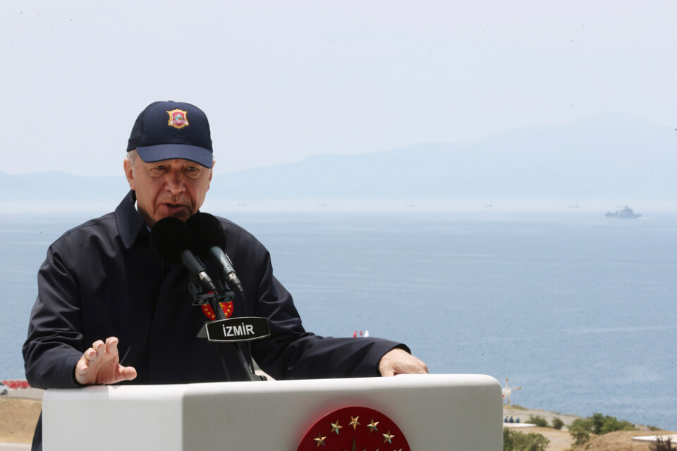 Efter en turkisk militärövning i det Egeiska havet i juni i år riktade landets president Recep Tayyip Erdogan en stark uppmaning till Grekland om att avmilitarisera öarna nära Turkiet. Arkivbild.