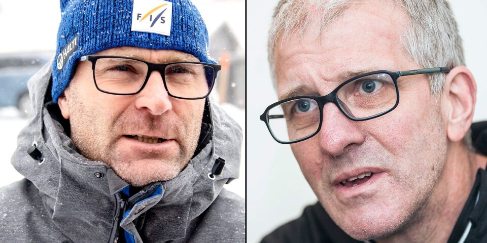 Fis tävlingschef Pierre Mignerey och Ulricehamns ski events vd Johan Falk.