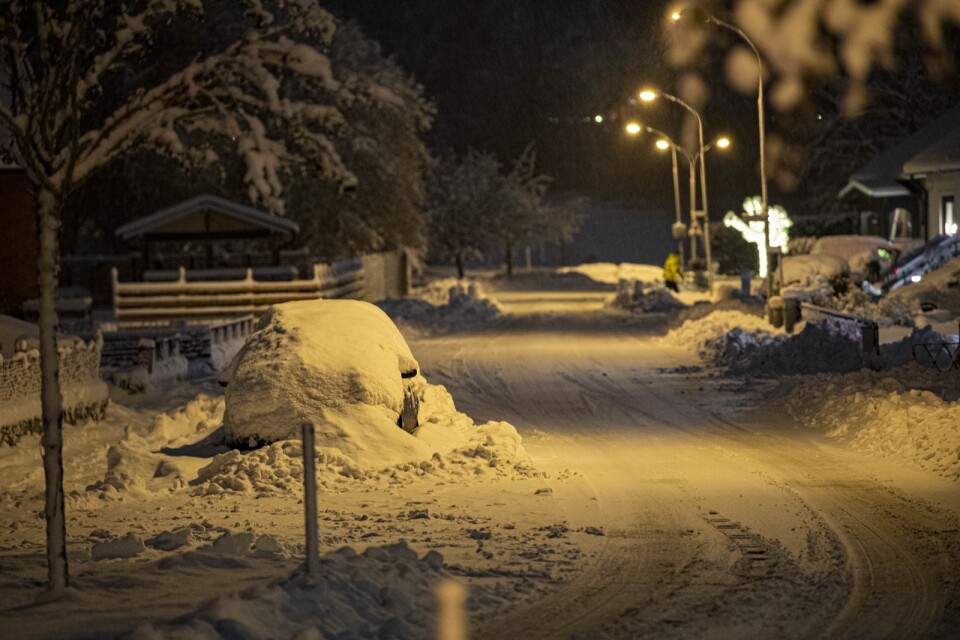 Snön la sig tjock på sina håll i nordöstra Skåne under onsdagen.