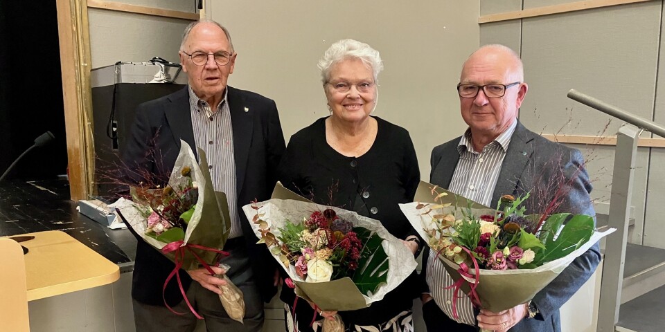 Kjell Magnussons gjorde sitt sista kommunfullmäktige som ordförande. Även de andra i presidiet, Kenth Ingvarsson och Margareta Lööf Johansson slutar nu.