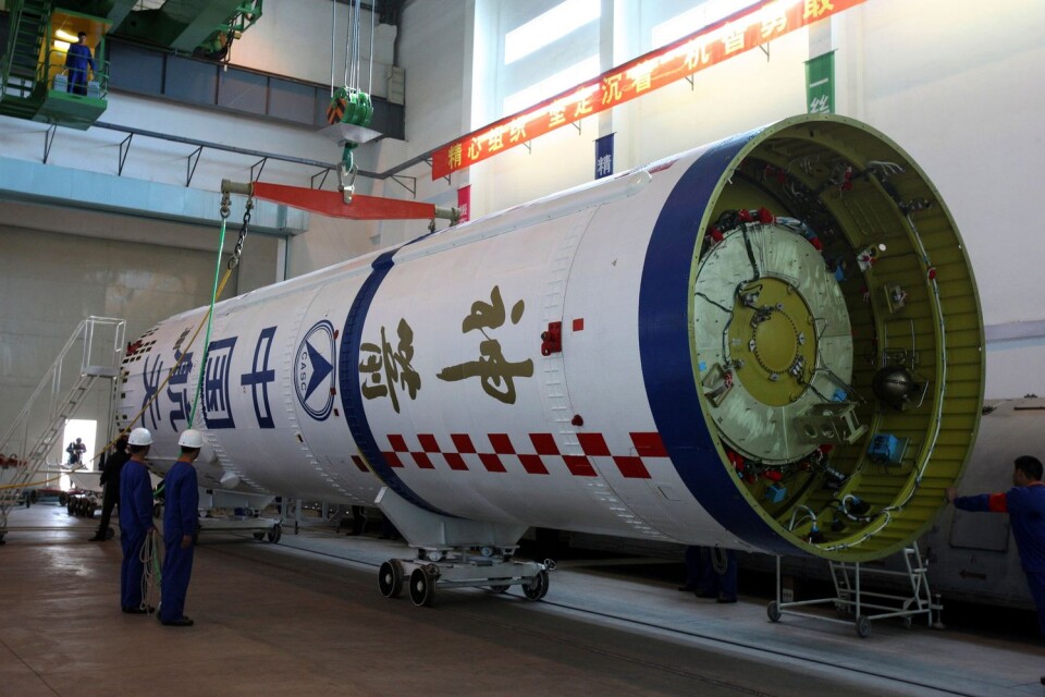 Tiangong-1 innan den sköts upp, år 2011. Arkivbild.