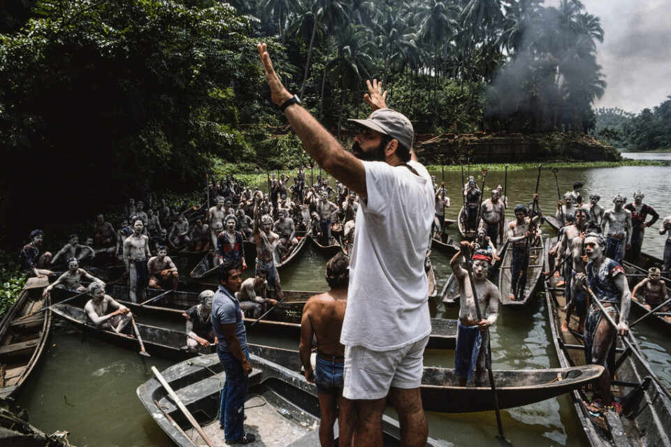 Francis Ford Coppola filmar en scen i "Apocalypse Now". Arkivbild.