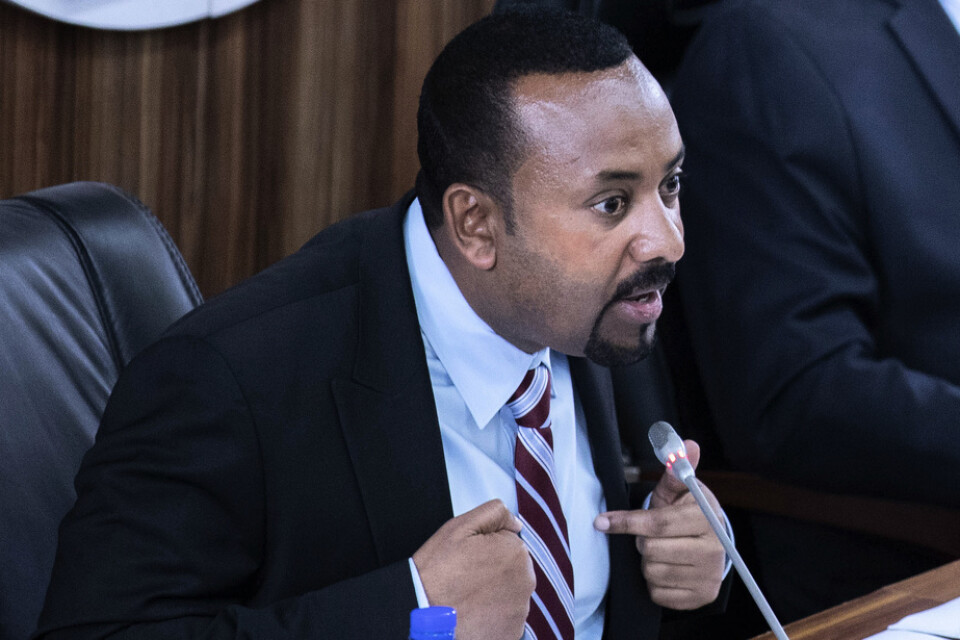 Etiopiens premiärminister Abiy Ahmed under ett anförande i parlamentet i oktober.