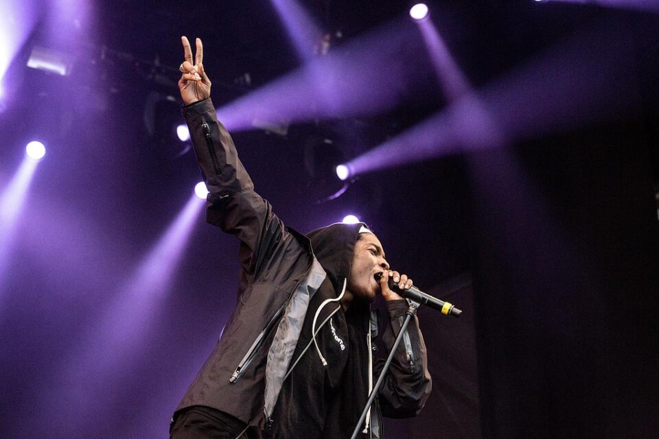 Asap Rocky uppträder på Hultsfredsfestivalen 2013. Arkivbild.